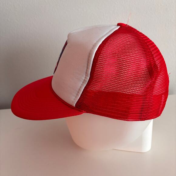 Vtg 80s SAN XAVIER MISSION Trucker Hat Red White Mesh Cap NOS Tucson AZ Church - Picture 5 of 9